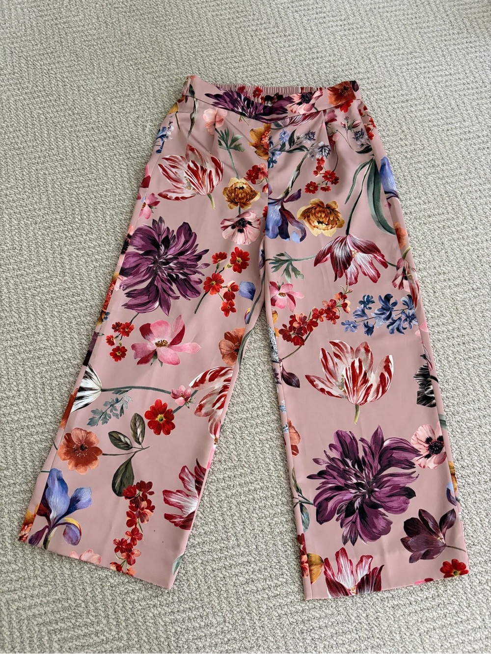 J.Crew Pink Floral-Print Wide Leg Pants